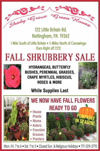 Fall Shrubbery Sale
