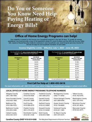 Office of Home Energy Programs Can Help!