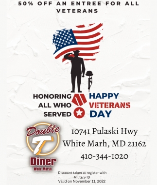 50% OFF an Entree for All Veterans