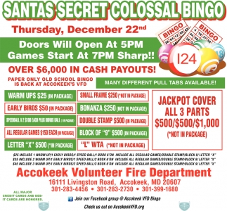 Santas Secret Colossal Bingo