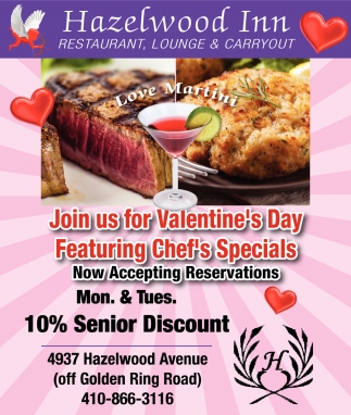 Join Us For Valentine's Day Featuring Chef's Specials