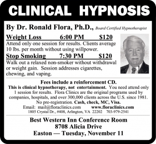 Clinical Hypnosis at the Best Western Inn Conference Room