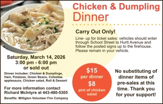 Chicken & Dumpling Dinner - Millington Volunteer Fire Company