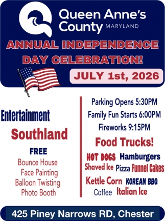 Queen Anne's County Annual Independence Day Celebration (July 1, 2026)