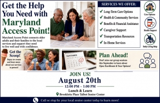 Lunch & Learn at Brookletts Place Talbot Senior Center (August 20, 2026)