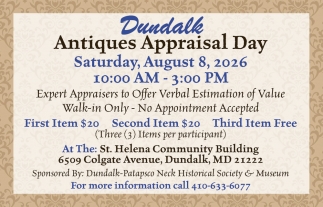 Dundalk Antiques Appraisal Day (August 8, 2026)