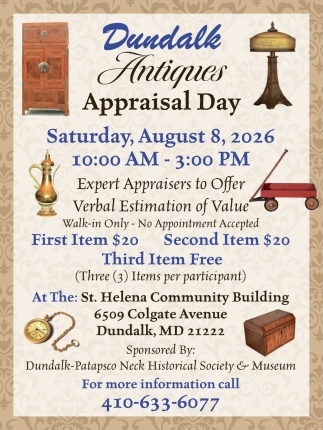 Dundalk Antiques Appraisal Day (August 8, 2026)