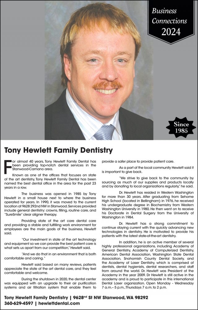 Since 1985, Tony Hewlett, DDS Family Dentistry