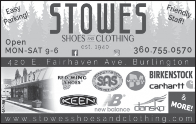 The Best Service, Shoes & Workwear Since 1940, Stowes, Burlington, WA