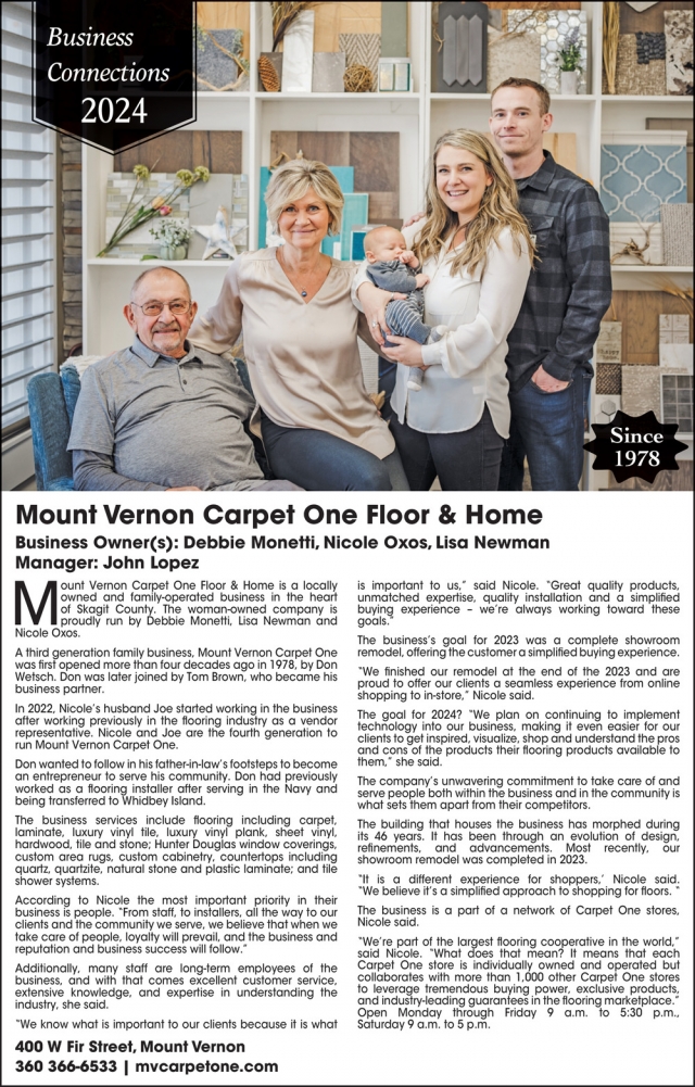 Since 1978, Mount Vernon Carpet One Floor & Home, Mount Vernon, WA