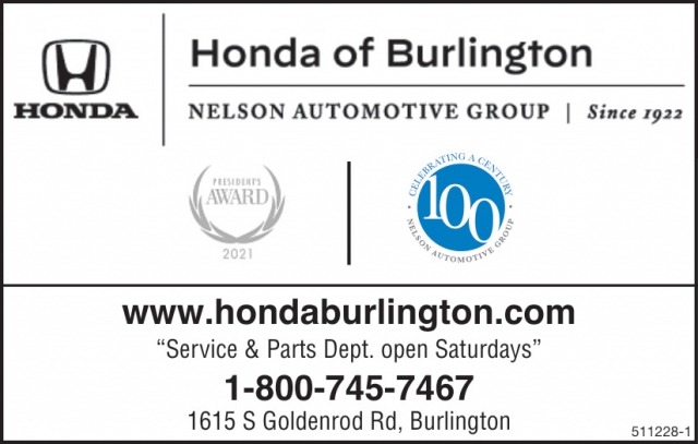 Service & Parts Dept. Open Saturdays, Honda of Burlington