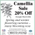 Camellia Sale 20% Off