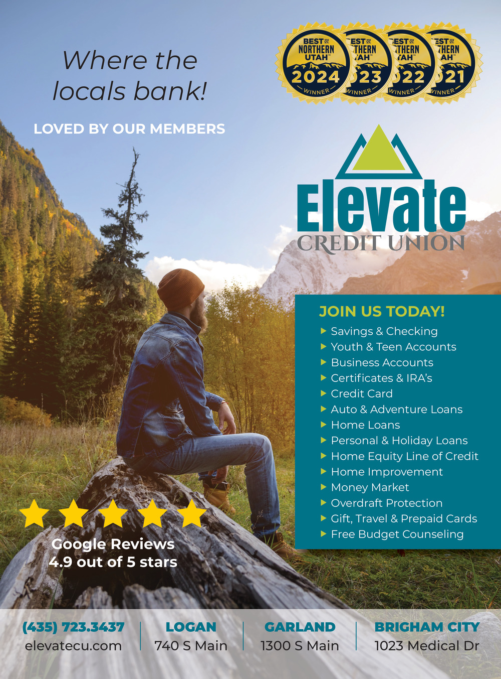 Where the locals bank!, Elevate Credit Union, Logan, UT