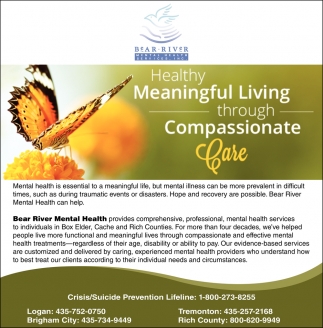 Healthy Meaningful Living Through Compassionate Care Bear River Mental Health Logan Ut