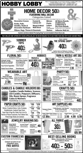 Home Decor 50% OFF, Hobby Lobby