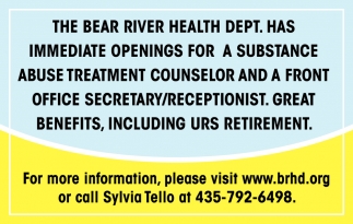 Full Time Benefited Substance Abuse Treatment Counselor And A Front Office Secretary/Receptionist