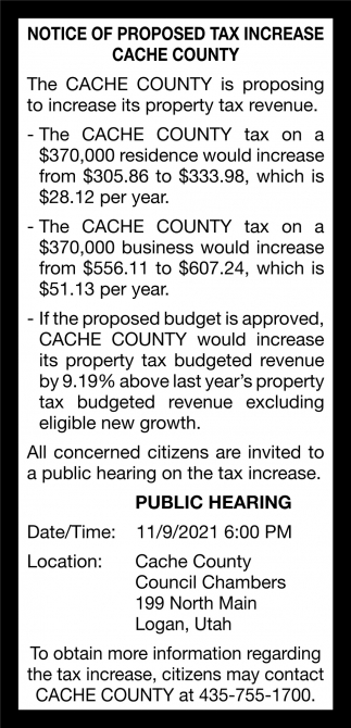 Notice Of Proposed Tax Increases