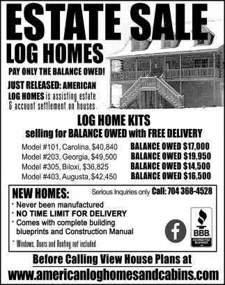 Estate Sale Log Homes