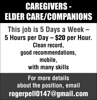 Caregivers - Elder Care/Companions