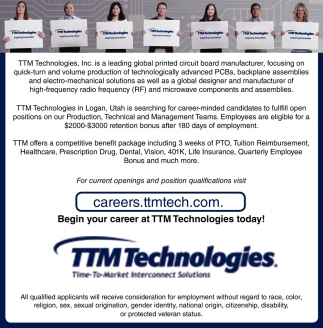 Begin Your Career At TTM Technologies Today!