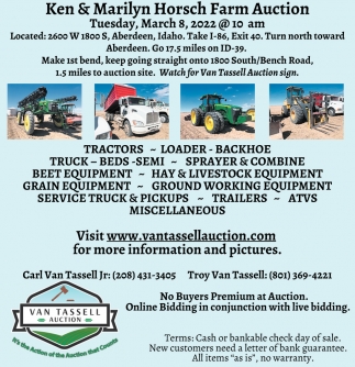 Ken & Marilyn Horsch Farm Auction