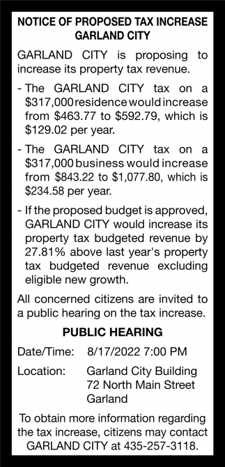 Notice Of Proposed Tax Increase