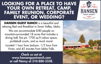 Looking To Host Your Own Retreat, Camp, Family Reunion?