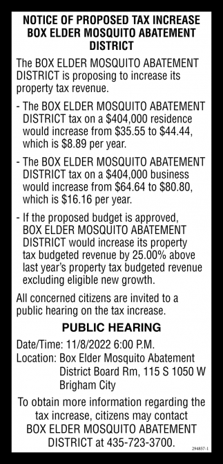 Notice Of Proposed Tax Increase