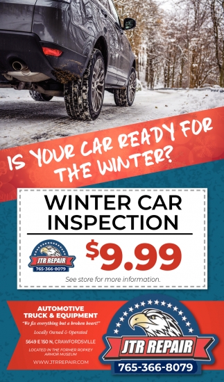 Is Your Car Ready For The Winter Jtr Repair Inc Crawfordsville In