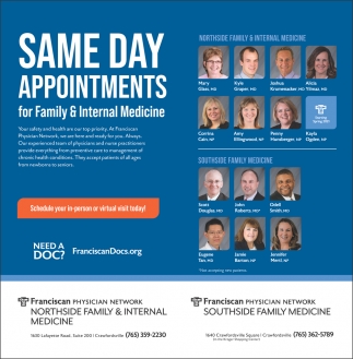 Same Day Appointments for Family & Internal Medicine