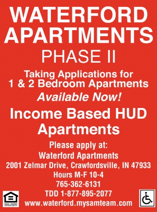 Taking Applications for 1 & 2 Bedroom Apartments