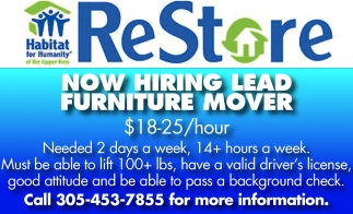 Now Hiring Lead Furniture Mover