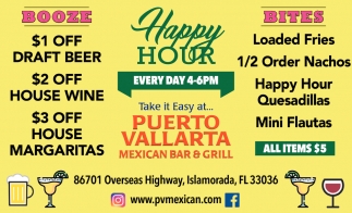 Happy Hour Every Day 4-6pm