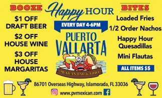 Happy Hour Every Day 4-6pm