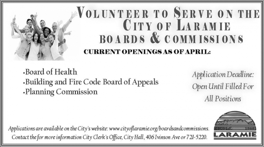 Volunteer to Serve on the City of Laramie Boards & Comissions