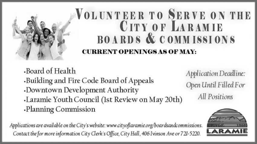 Volunteer to Serve on the City of Laramie Boards & Comissions