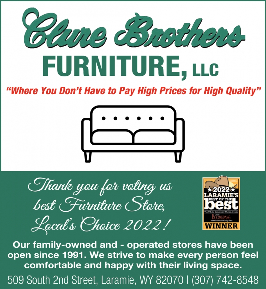 Thank You for Voting Us Best Furniture Store, Local's Choice 2022!