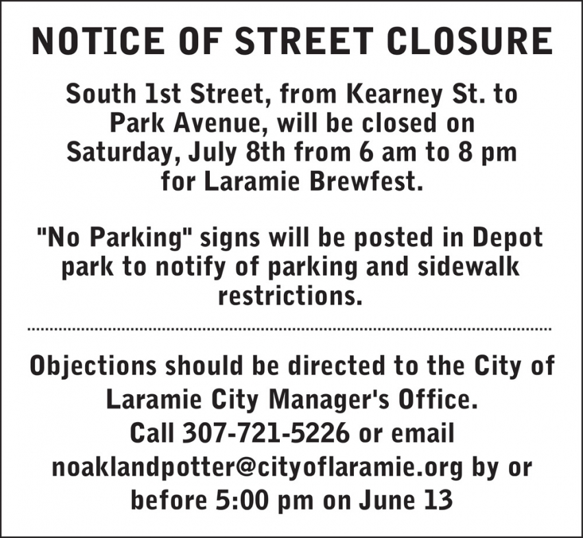 Notice of Street Closure
