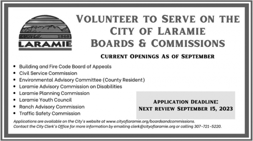 Volunteer to Serve on the City of Laramie Boards & Commissions