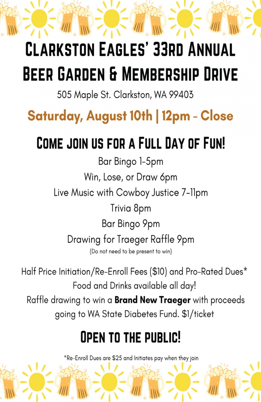Come Join us for a Full Day of Fun!, Clarkston Eagles' 33rd Annual Beer