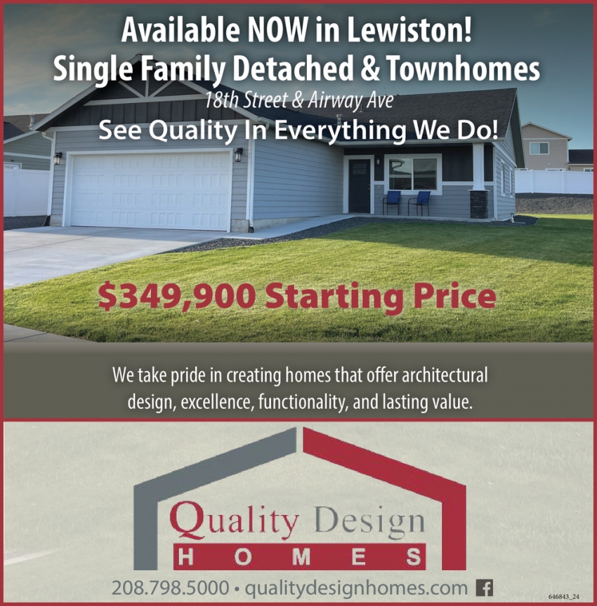 Available Now in Lewiston!, Quality Design Homes, Lewiston, ID