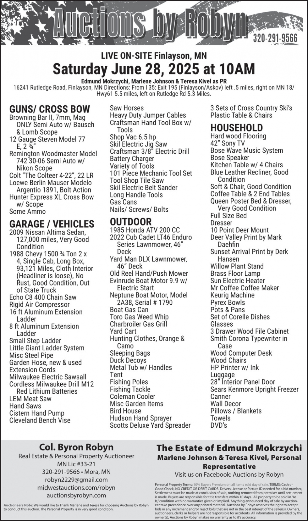 Live on Site Auctions , Auctions by Robyn & Norby, Mora, MN