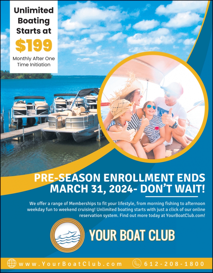 Unlimited Boating Starts at $199, Your Boat Club, Minneapolis, MN