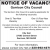 Notice of Vacancy