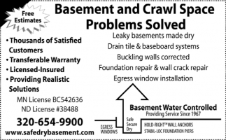 Basement And Crawl Space Problems Solved