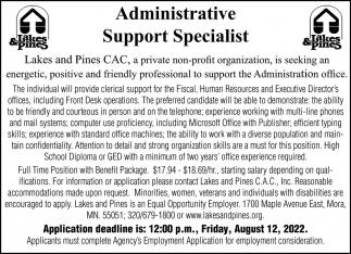 Administrative Support Specialist Job