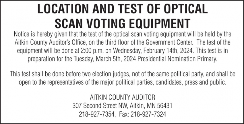 Location and Test of Optical Scan Voting Equipment