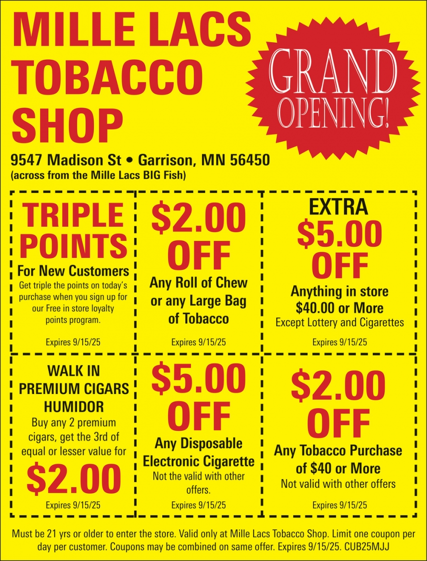 Mille Lacs Tobaco Shop