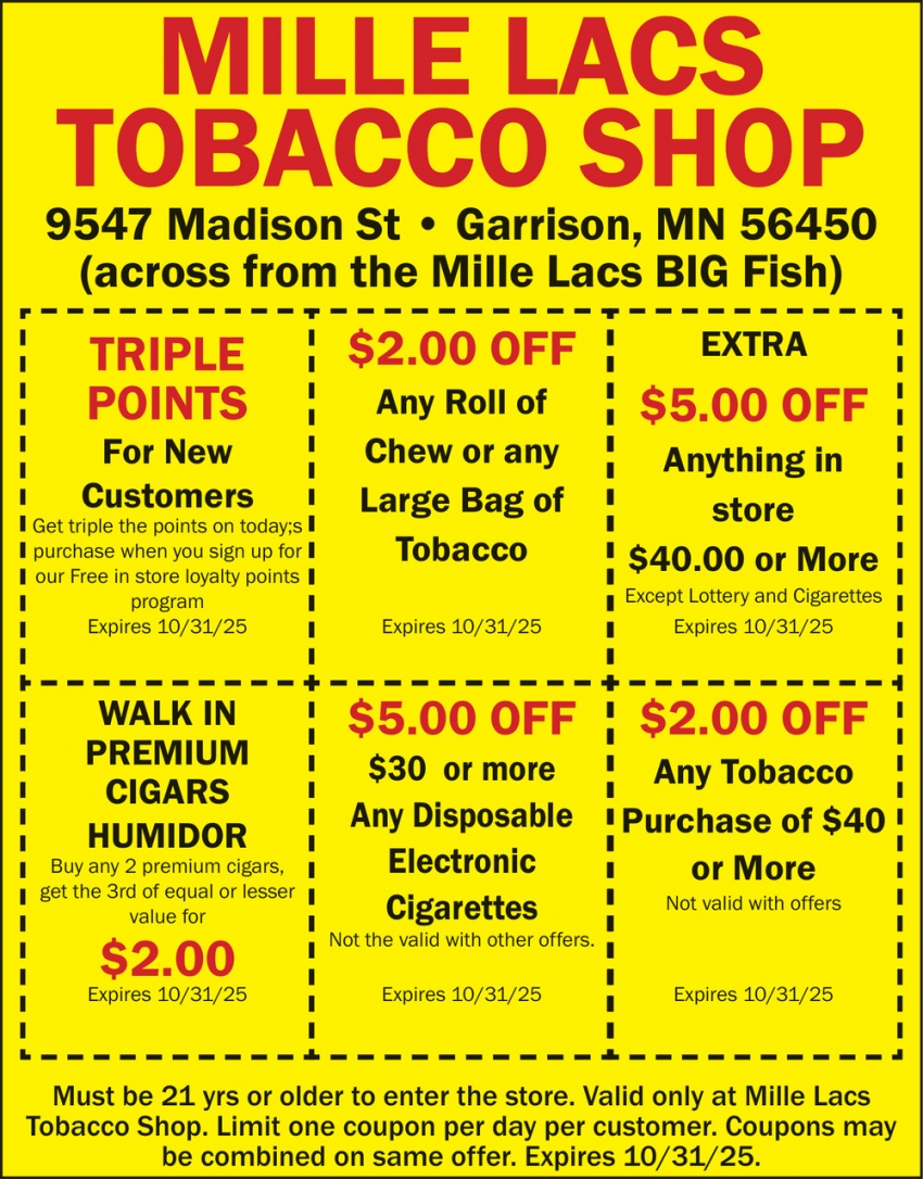 Mille Lacs Tobaco Shop