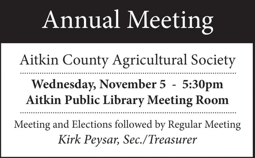Aitkin County Agricultural Society - Annual Meeting